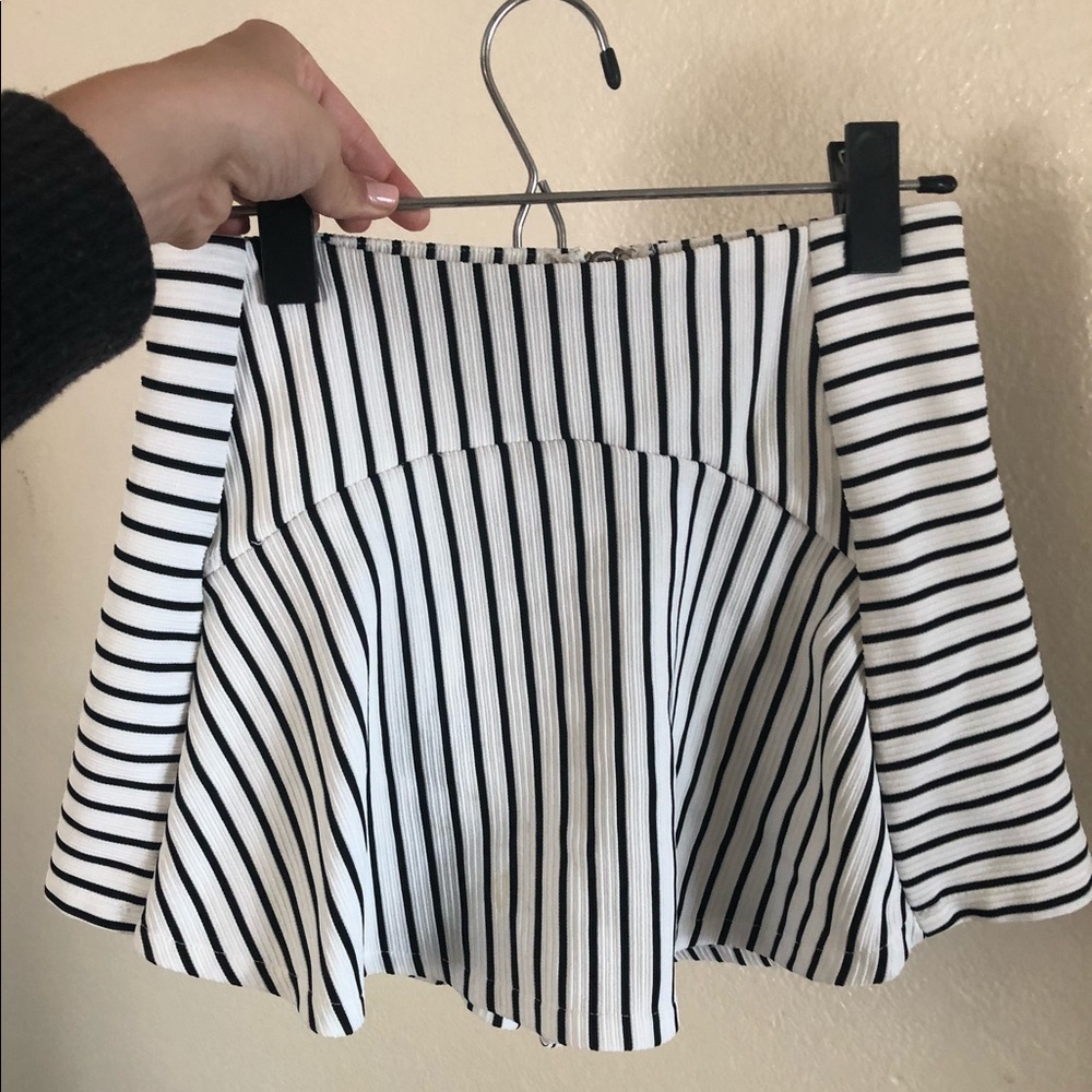 Black and white striped mini skirt (skort)